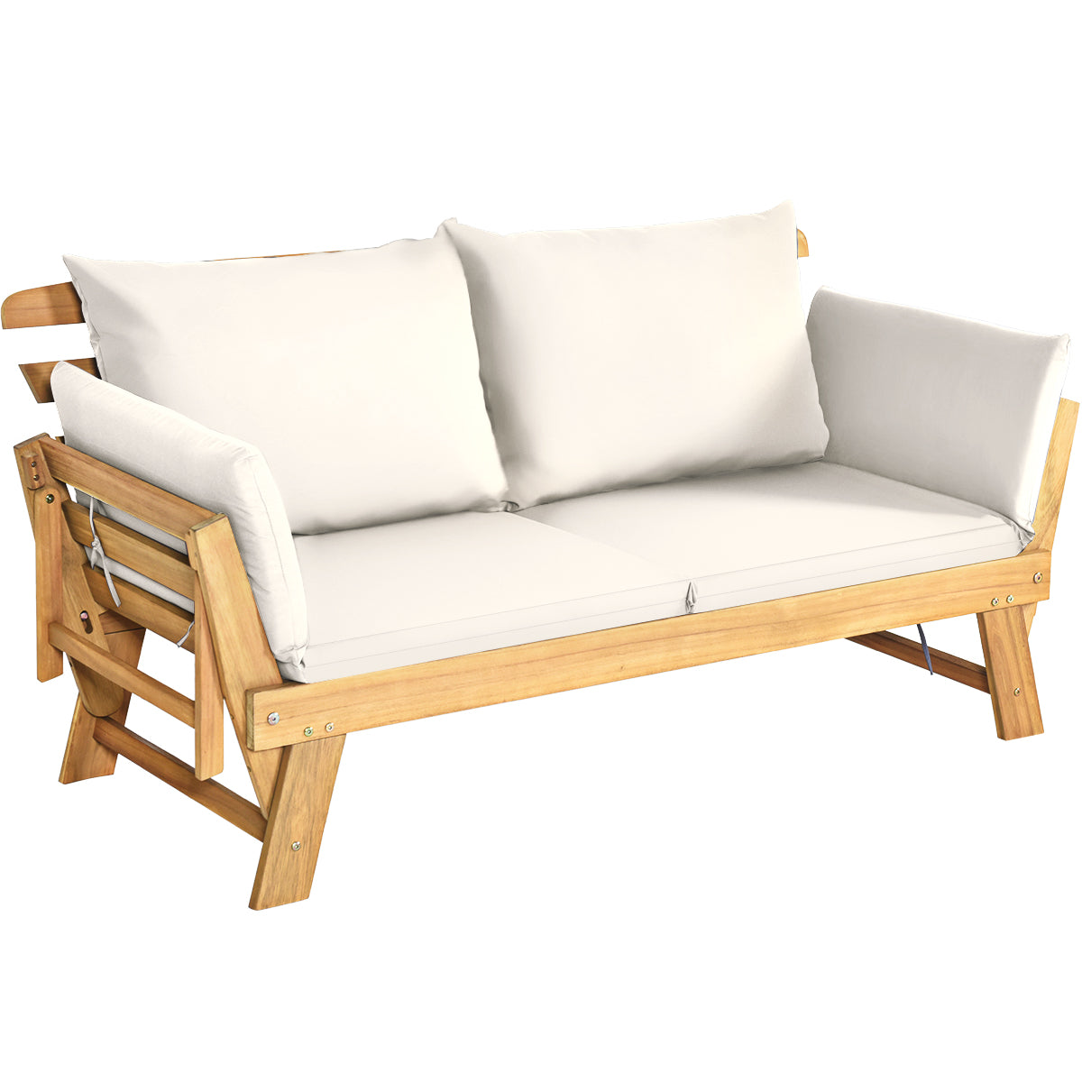 Bäddsoffa – för terrassen Dagbädd av akaciaträ – 198 x 75 x 75 cm – Vit