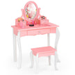 Sminkbord – för barn med Pall Princess lådor och Spegel – 3 – Rosa