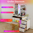 Sminkbord – med dynamiska och statiska dimbara LED belysning – 7 7 – Vit