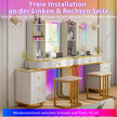 Sminkbord – med dynamiska och statiska dimbara LED belysning – 7 7 – Vit
