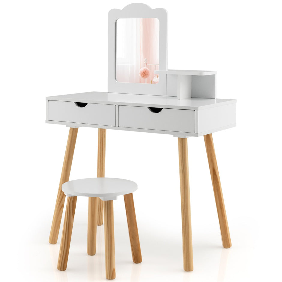 i – sminkbord för barn Skrivbord och pall med spegel – 2 1 70 x 37 x 100 cm – Vit