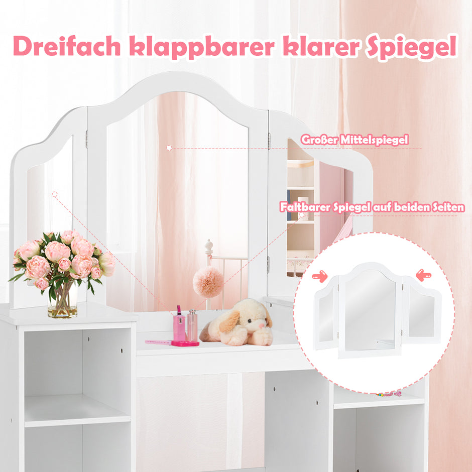 i – toalettbord för barn med spegel – 2 1 107 x 40 x 117 cm – Vit