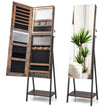 Smyckesskåp – med spegel och färgad LED belysning – 3 41,5 x 37 x 157 cm – Rustik brun