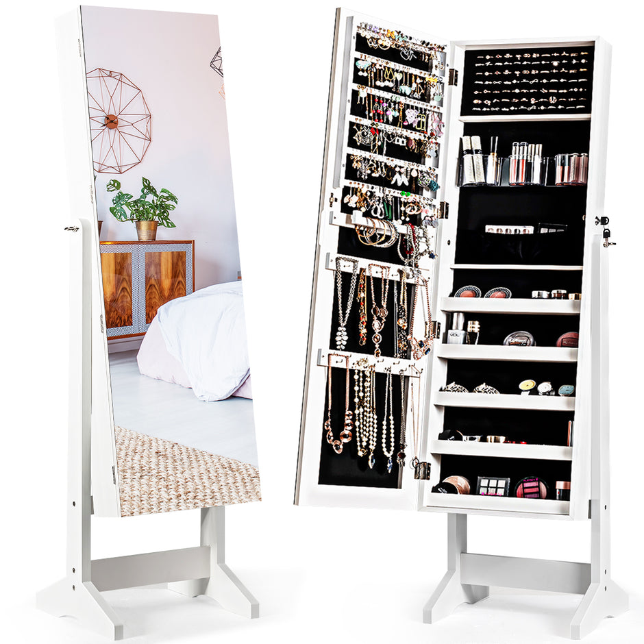i – smyckesskåp med spegellåsbar smyckeskåp – 2 1 41 x 36,5 x 146 cm – Vit