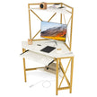 Skrivbord – med laddstation Hörndatorbord tangentbordshylla och hyllor + – 2 113 x 75 x 145 cm – Vit