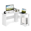 L – format skrivbord med kabelhål och förvaringsfack – 2 130 x 130 x 74 cm – Vit