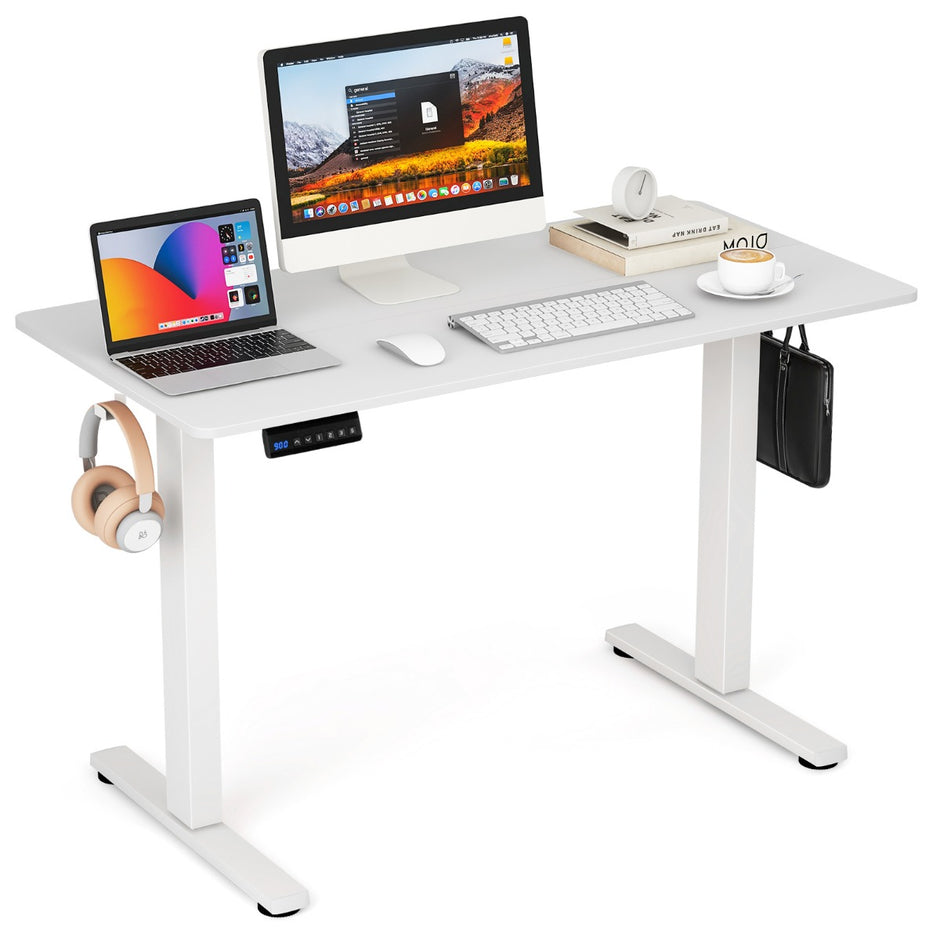 Höjdjusterbart – skrivbord Elektriskt Ståbord Rustik – 120 x 60 cm – Vit