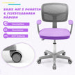 Barnbordsstol – 360° vridbar ungdomsstol Höjd Justerbar – 80-91,5 cm 54 x 50 x cm – Violett
