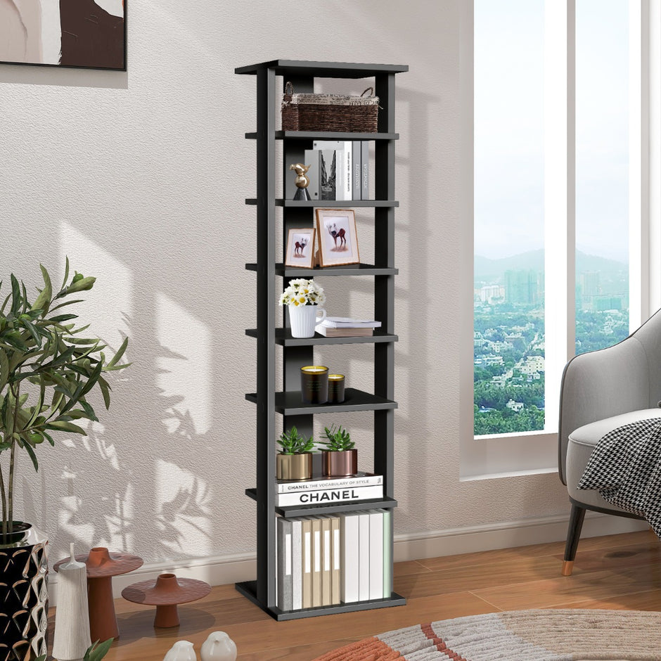 Skoställ – i trä lagers Skohållare Vertikal – 8 27,5 x 26,5 x 110 cm – Svart
