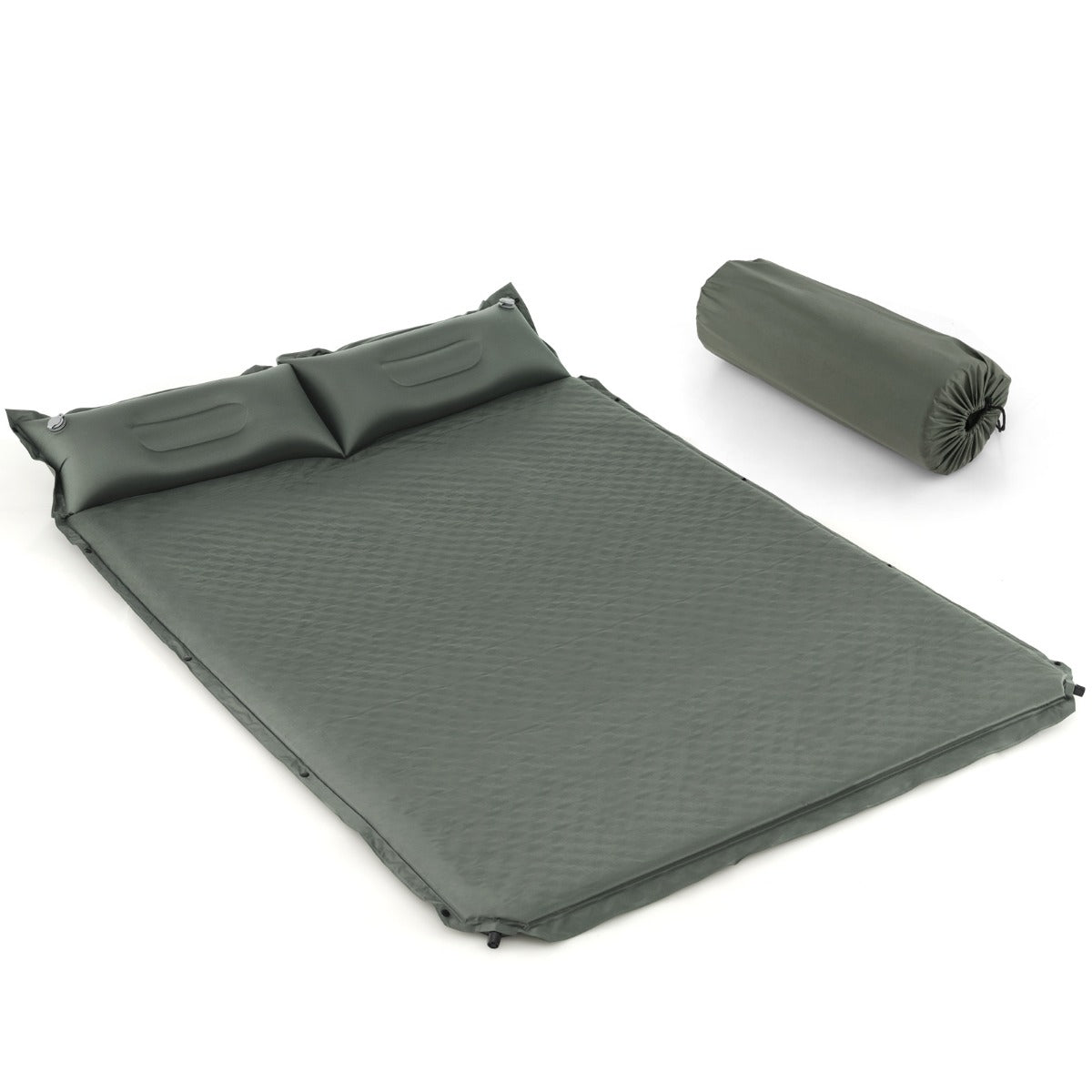 Självuppblåsande – campingmatta Bekväm liggunderlag utomhus – 186 x 130 x 4 cm – Grön