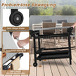 Grillvagn – med kryddbricka och vinflaskställ handtag hjul grillbord – 2 105 x 54 x 85 cm – Svart