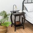 Set – med eleganta sidobord böjda ben och våningshyllor för vardagsrum sovrum – 2 2 – Brun