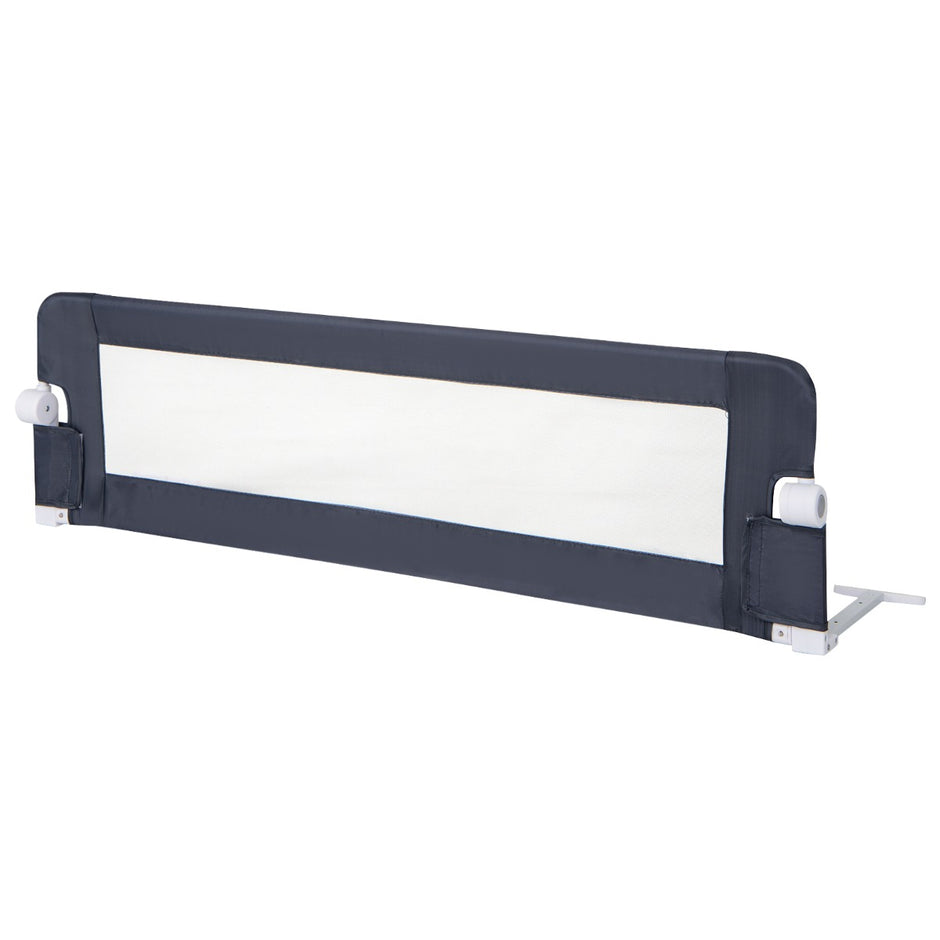 Vikbar – sängstång med justerbara och ONE Click hopfällbara remmar Sängskydd – 150 x 42 cm – Grå