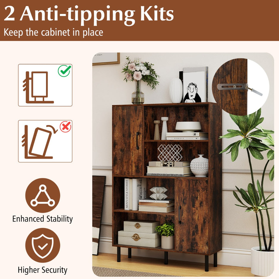 Sideboard – köksskåp med öppna fack och dörrar, byrå – 4 2 – Brun