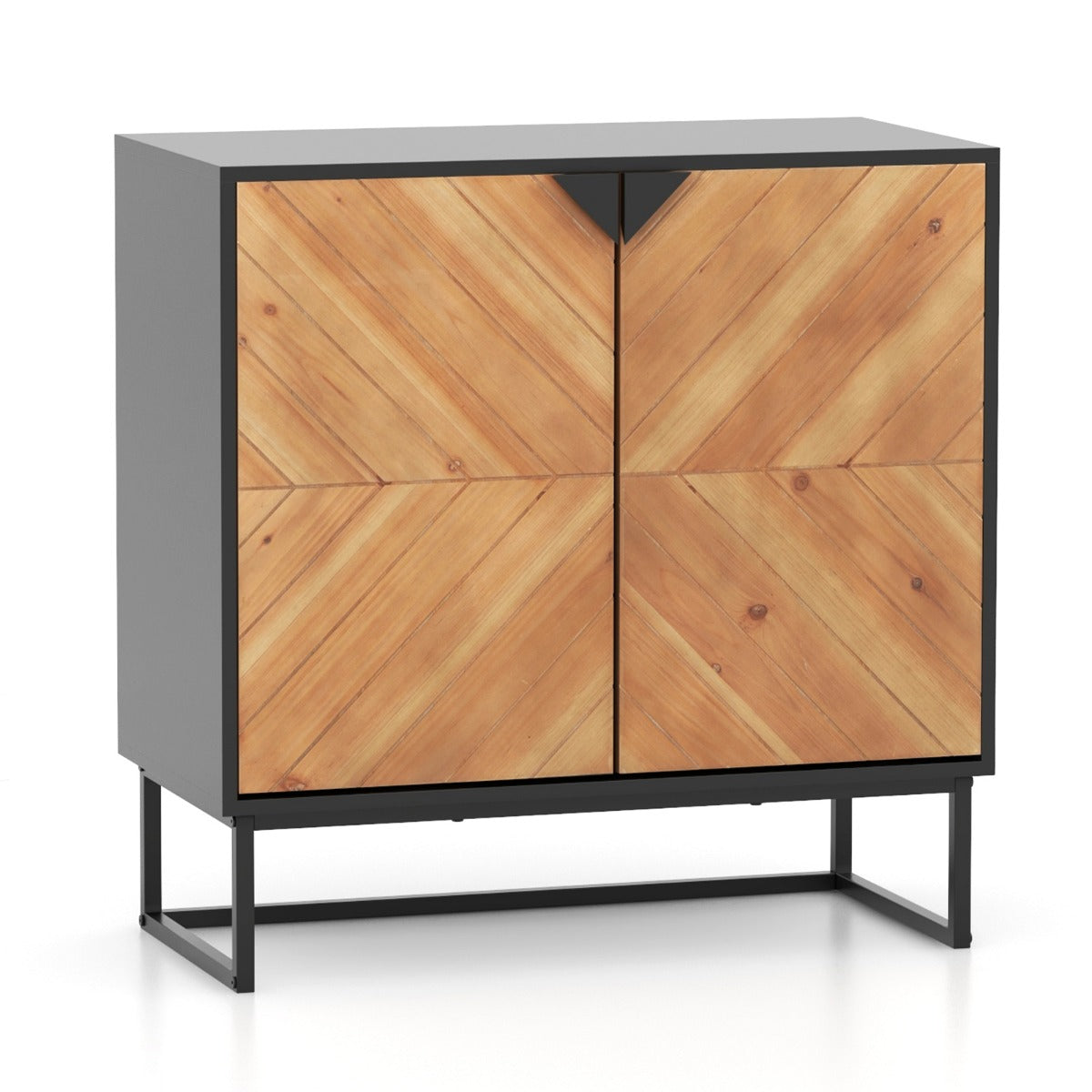Skänk – med dörrar köksskåp hylla bufféskåp modern metallben – 2 80 x 40 x 80 cm – Svart