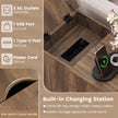 sats – Sidobord Sidoskåp med Laddningsstation Nattduksbord vikbar bordsyta Låda Rustikalt – 2 – Rustik brun