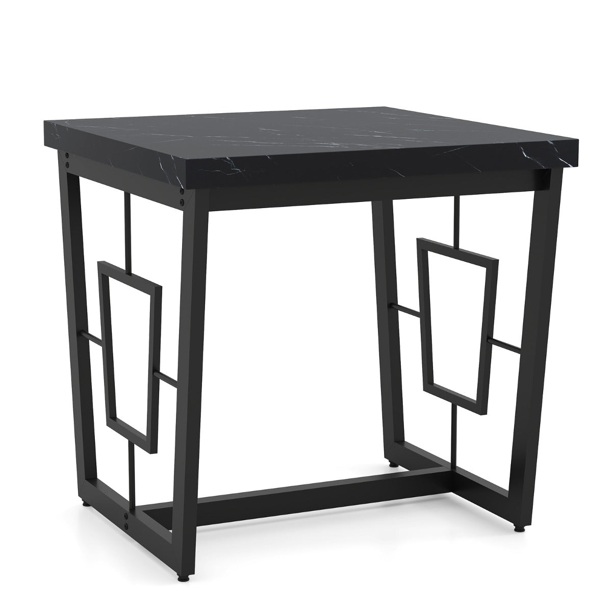 Marmor – Kvadratisk Sidobord Modern Kaffebord med Bordsskiva – Svart