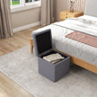 Pall – med förvaringsutrymme klädd lock grått – 40 x 40 cm – Grå