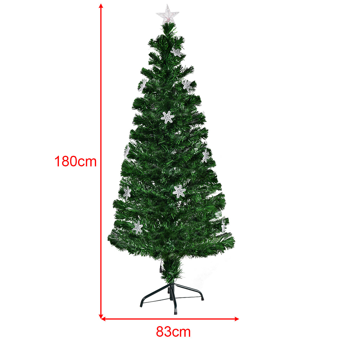 Julgran – LED Konstgjord med fiberoptisk färgväxlare – 90/120/150/180 cm 180 cm – Grön