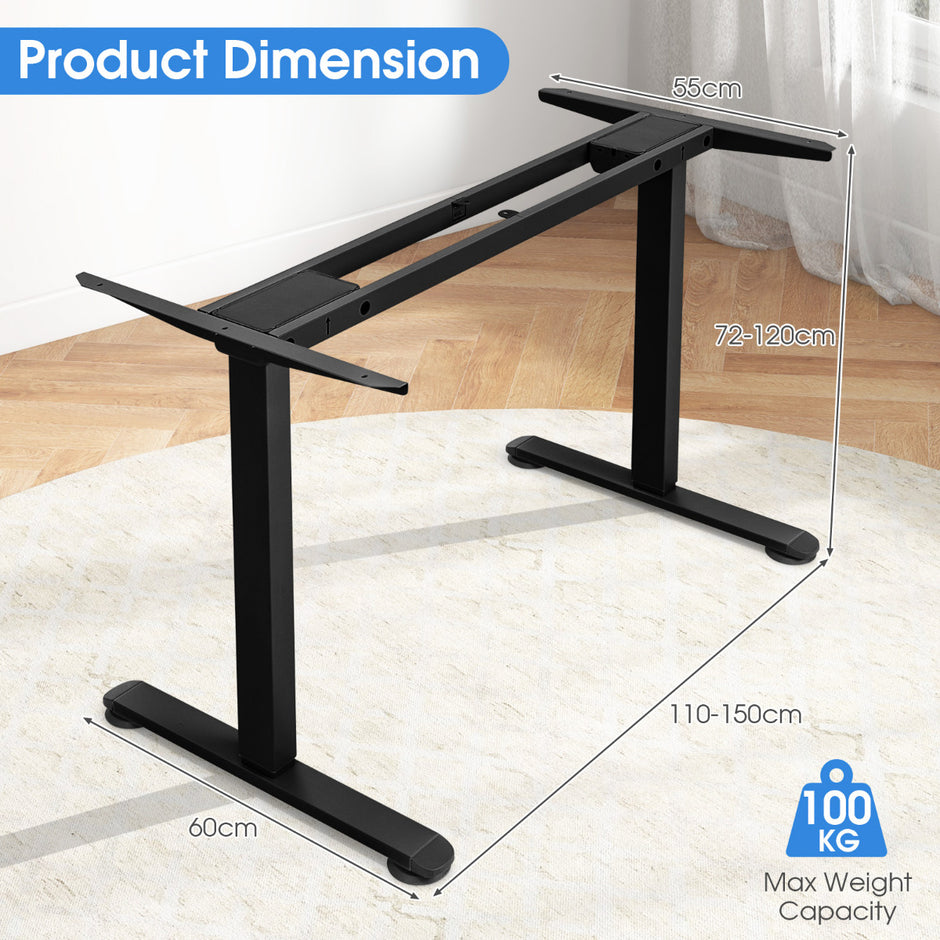 Elektrisk – tvåmotors bordsram höjdjusterbar – 109-151 x 59 x 70-120 cm – Svart