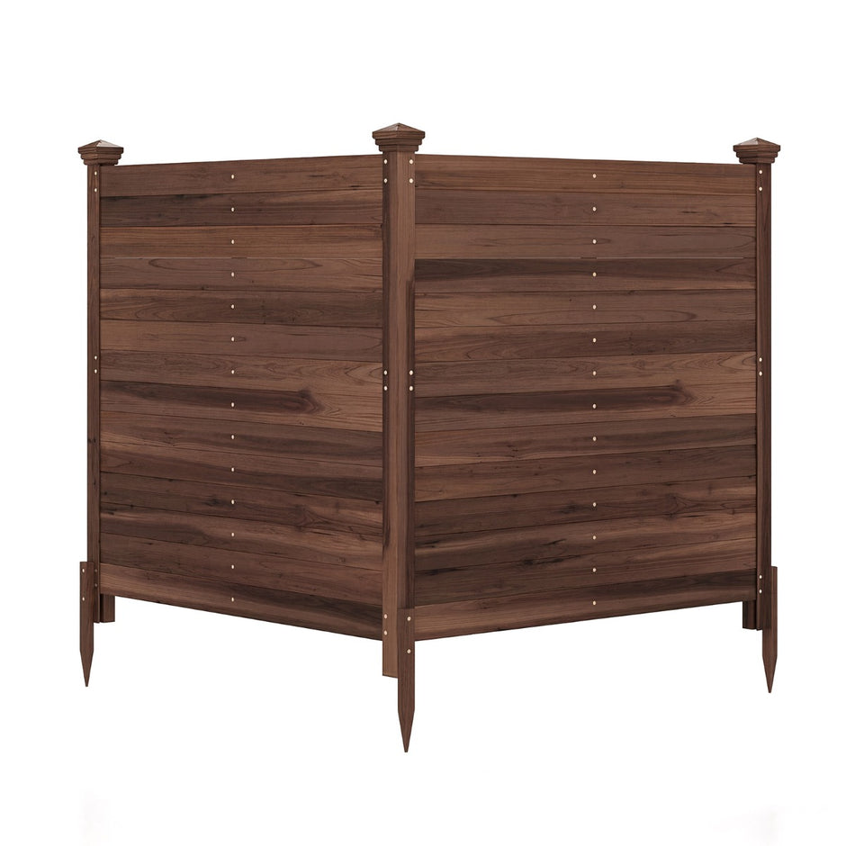 Tvådelad – skyddshäck trädgårdshäck av gran utomhus trähäck med tre stolpar – 119 x 119 cm – Brun