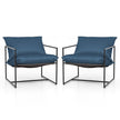 Set – med Sling Accent stolar sitt och ryggkuddar metallram Ergonomisk loungestol – 2 – Mörkblå