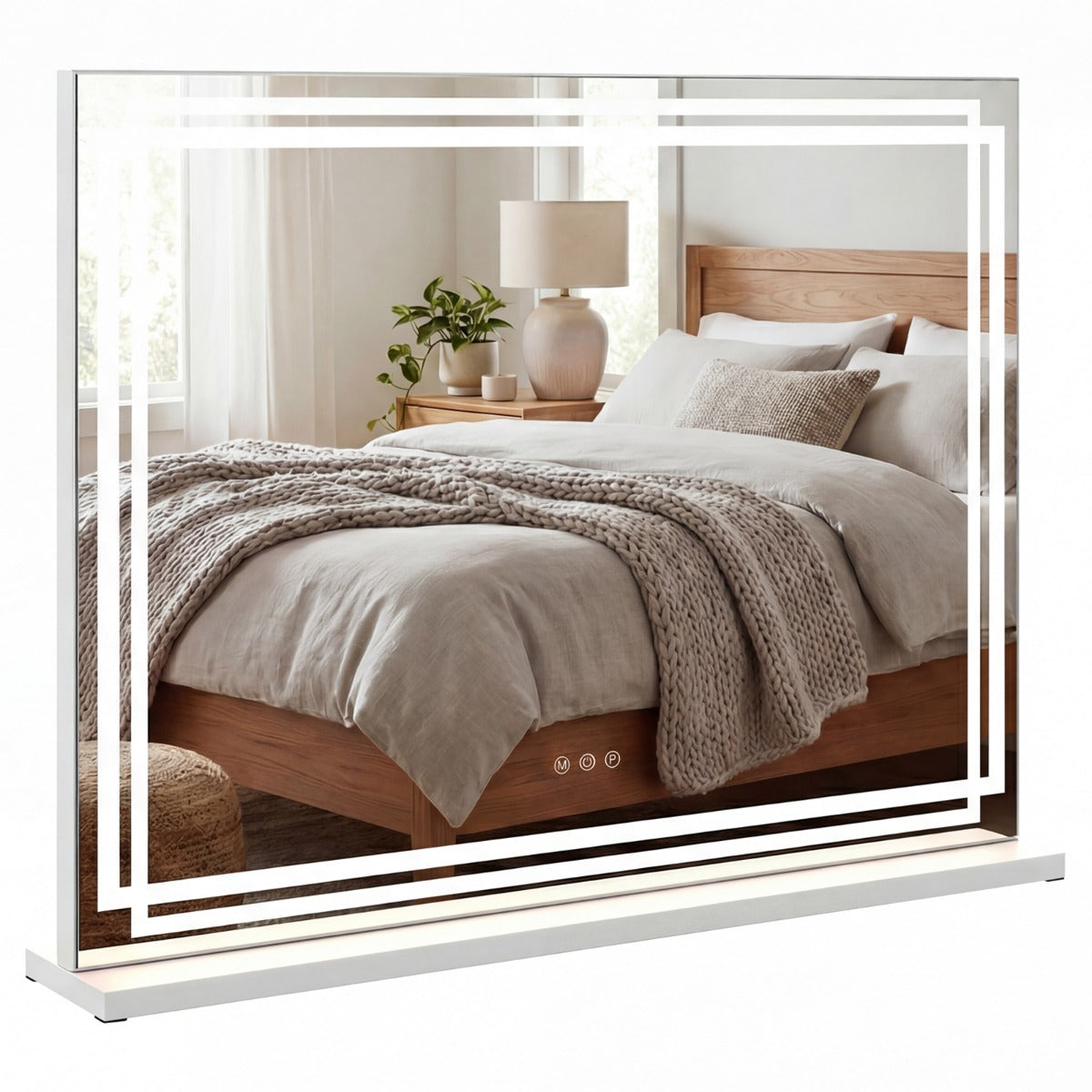 LED upplyst – sminkspegel med färgiga dimbara lägen och Smart touch styrning – 3 80 x 14 x 62 cm – Silver