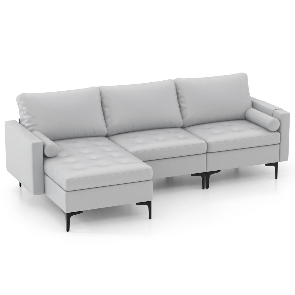 Flera – kombinerade soffsamlingssektioner Modulär med USB portar och uttag – 247 x 130 x 80 cm – Ljusgrå