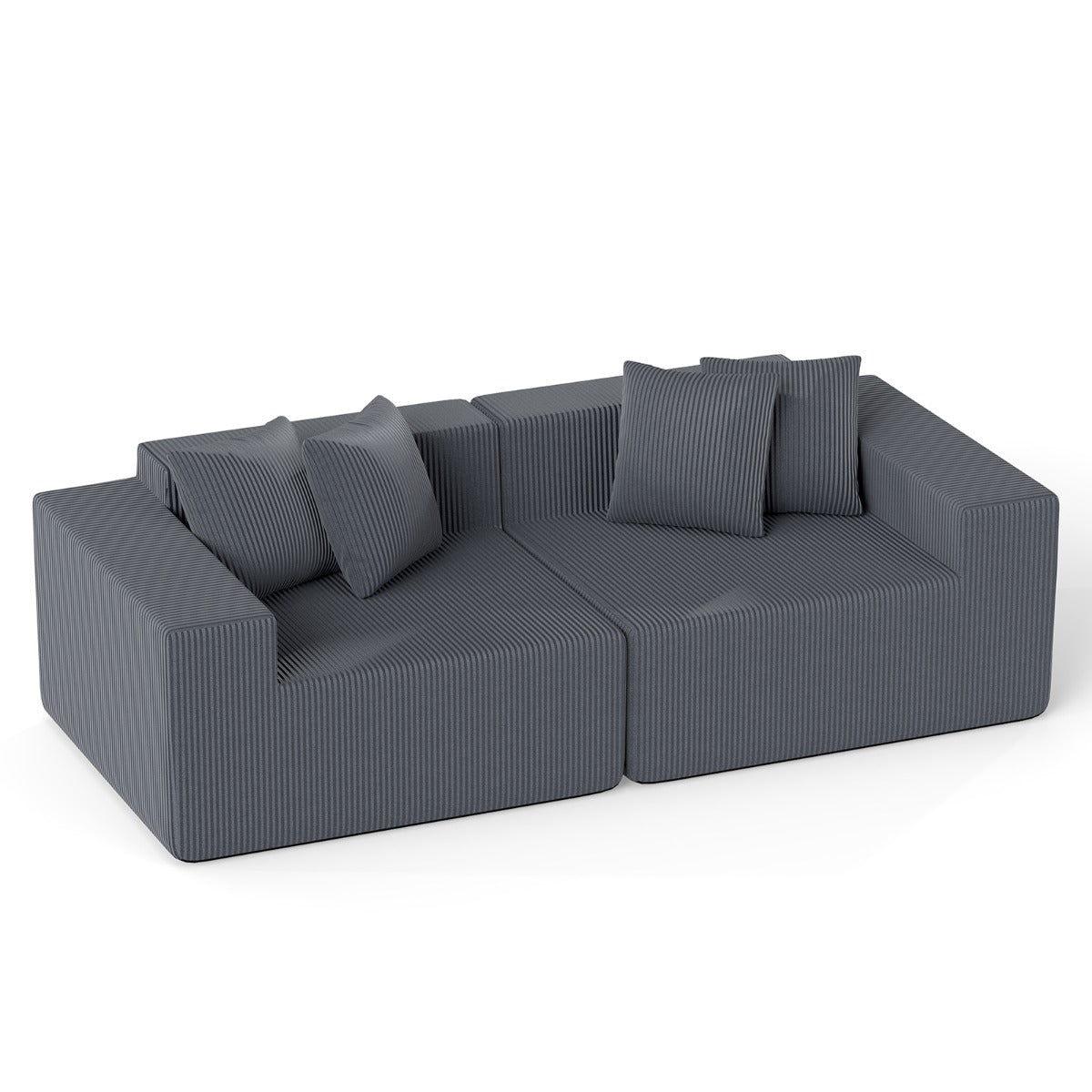 sitssoffa – Boneless med djup sittplats och ryggstöd, bekväma armstöd – 2 204 cm – Grå