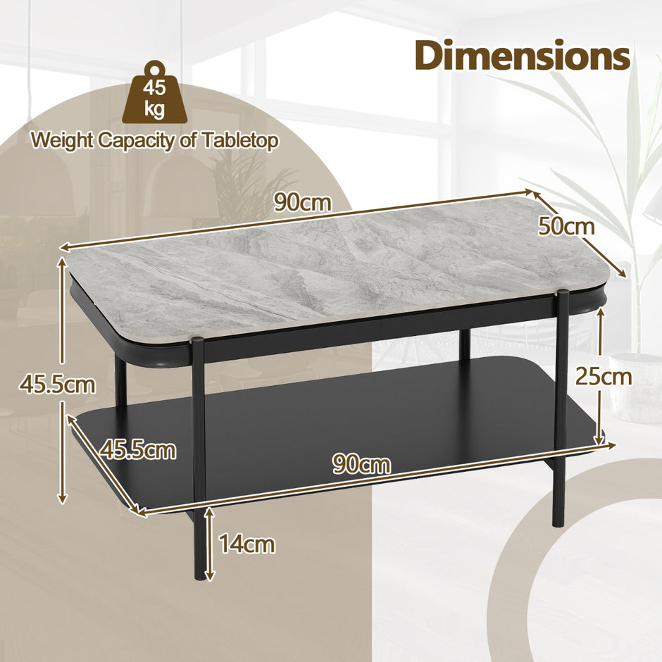 Rektangulär – soffbord Modern Cocktailbord Kaffebord Accentbord – Grå