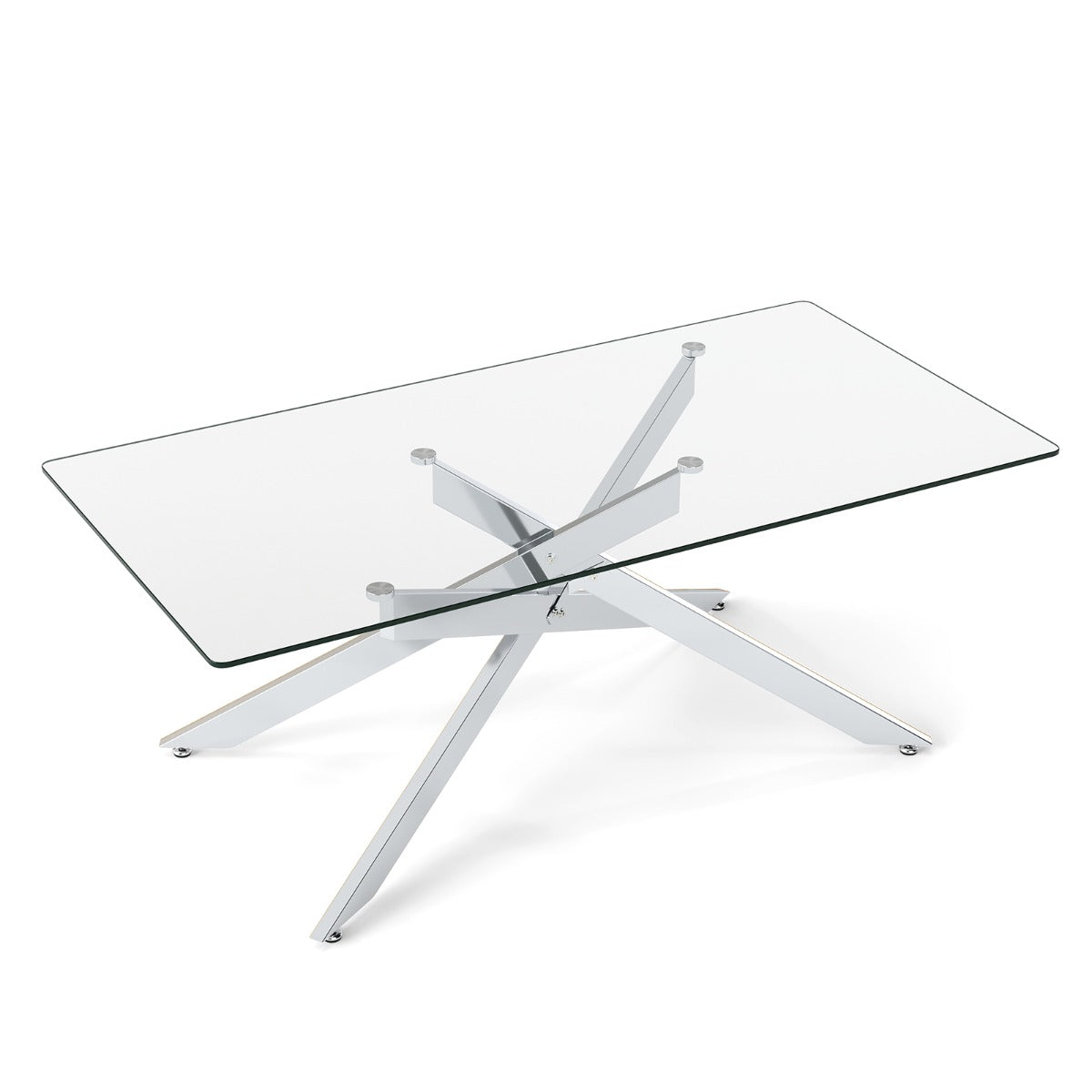 Soffbord – i Härdat Glas Rektangulärt Moderne Kaffebord – 120 x 60 x 45,5 cm – Silver