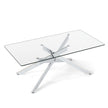 Soffbord – i Härdat Glas Rektangulärt Moderne Kaffebord – 120 x 60 x 45,5 cm – Silver