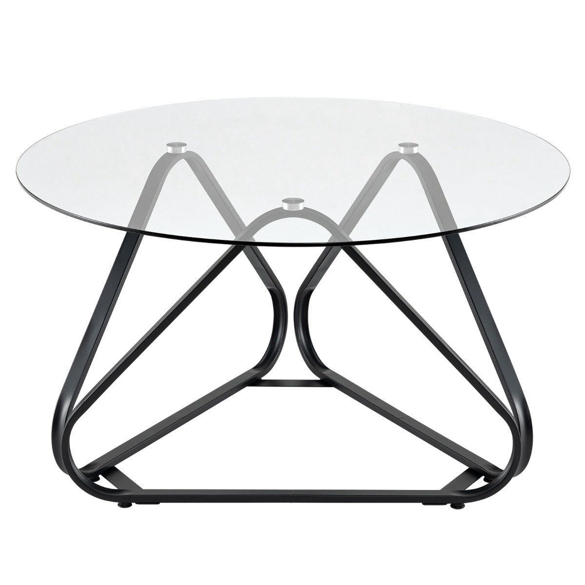 Runt – soffbord med härdat glas och metallram Modernt Sidobord – Svart