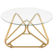 Runt – soffbord med härdat glas och metallram Modernt Sidobord Gyllene – Guld