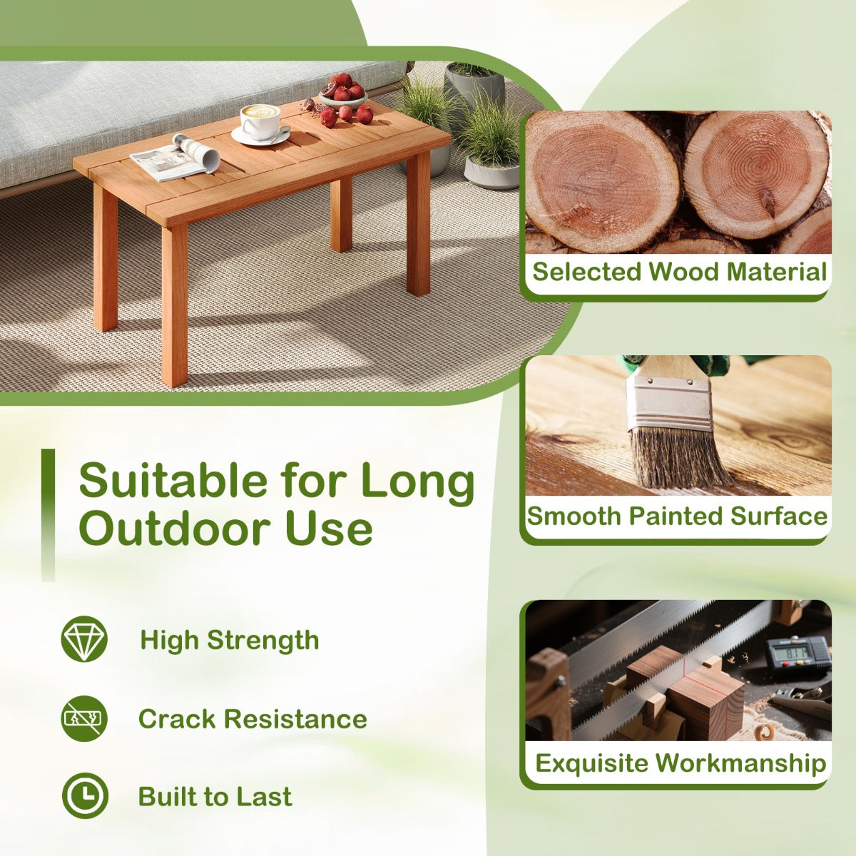 Rektangulärt – soffbord i trä med gallertopp, inomhus, naturlig, – 90 x 45 x 43,5 cm – Natur