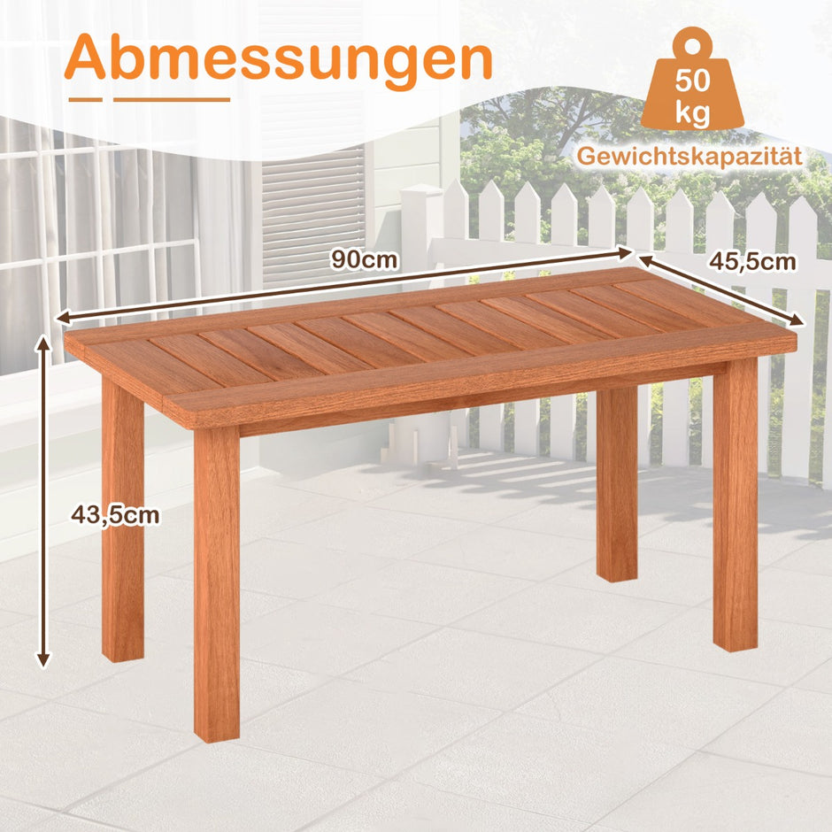 Rektangulärt – soffbord i trä med gallertopp, inomhus, naturlig, – 90 x 45 x 43,5 cm – Natur