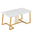 Soffbord – konstmarmer metallram rutschfäst modern sidobord – 90 cm – Vit