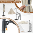 Solskärm – Uthängd med 360° rotation ventilationsöppning korsfot vev – 3 m – Beige