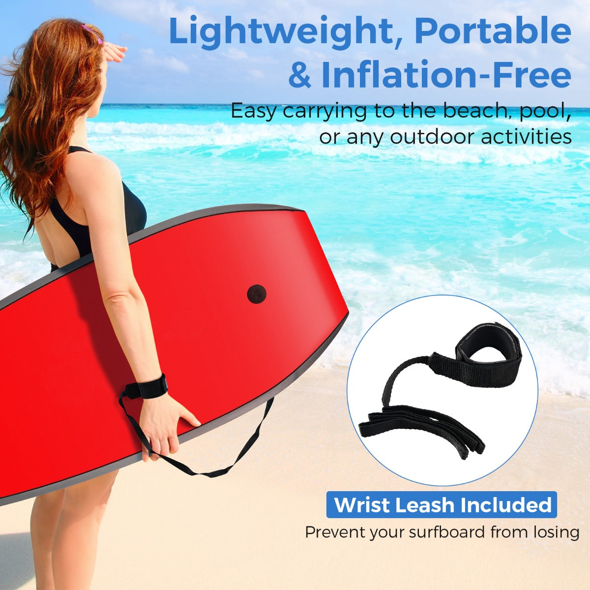 Barnbodyboard – med EPS kärna och XPE topp HDPE underdel handledsrem, surfbräda – 104 cm – Färgglad