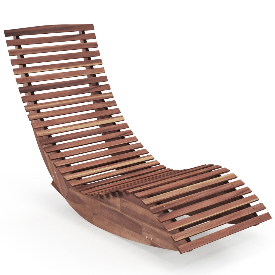 Solstol – akaciaträ ergonomisk i trä trädgårdssäng naturlig – 157 x 60 x 76 cm – Natur