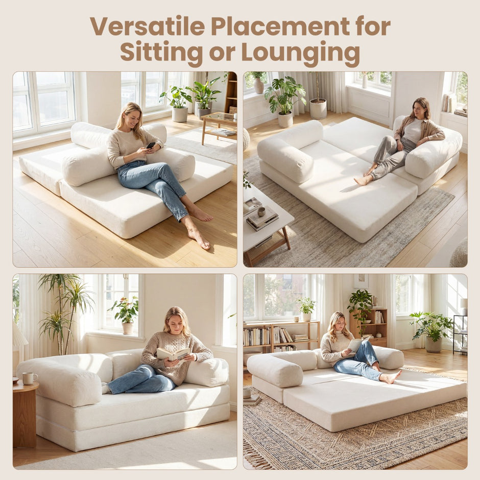 sits – sovsofa sovfåtölj med avtagbara armstöd och ryggstöd vikbar – 2 – Beige