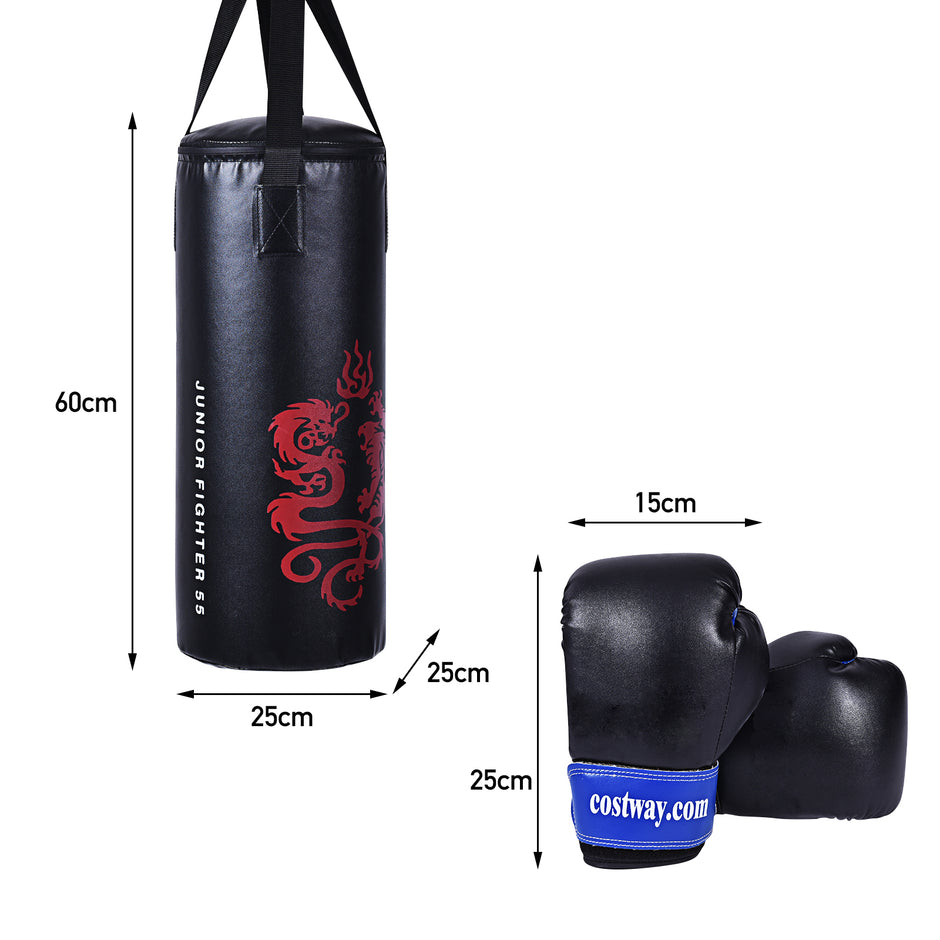 Boxningssäck – set med oz boxhandskar för barn – 8 10 kg – Svart