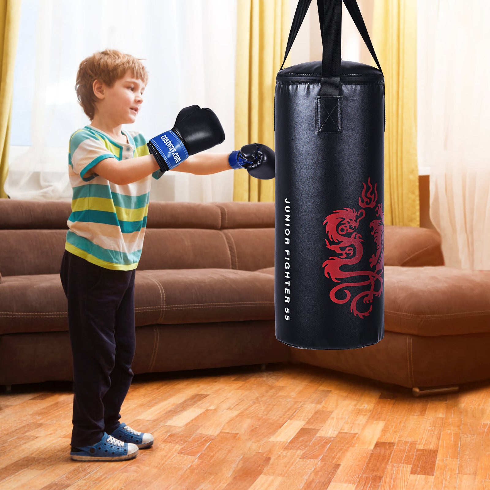 Boxningssäck – set med oz boxhandskar för barn – 8 10 kg – Svart