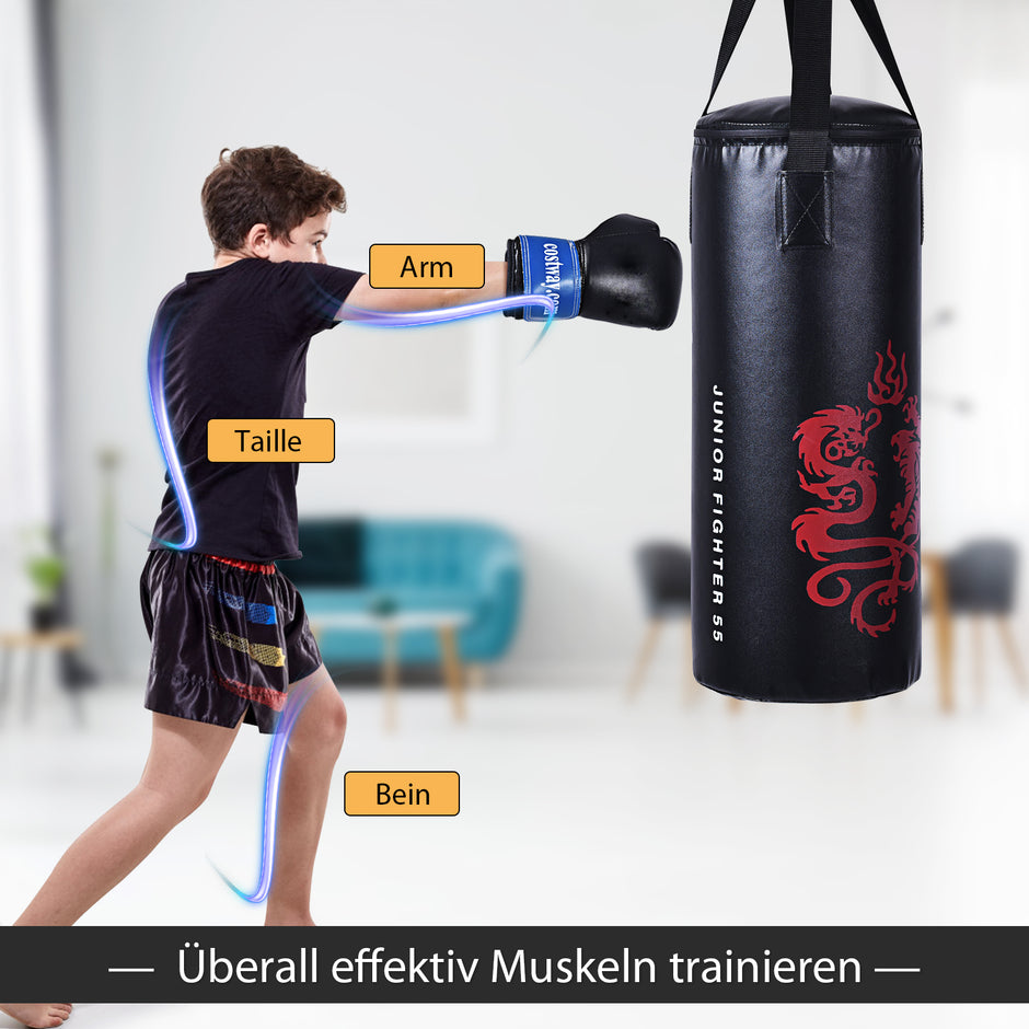Boxningssäck – set med oz boxhandskar för barn – 8 10 kg – Svart