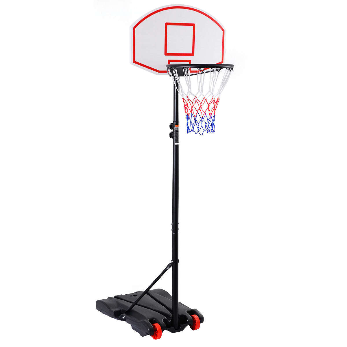 Basketstativ – mobil basketkorg med justerbar i höjdled – Röd och svart