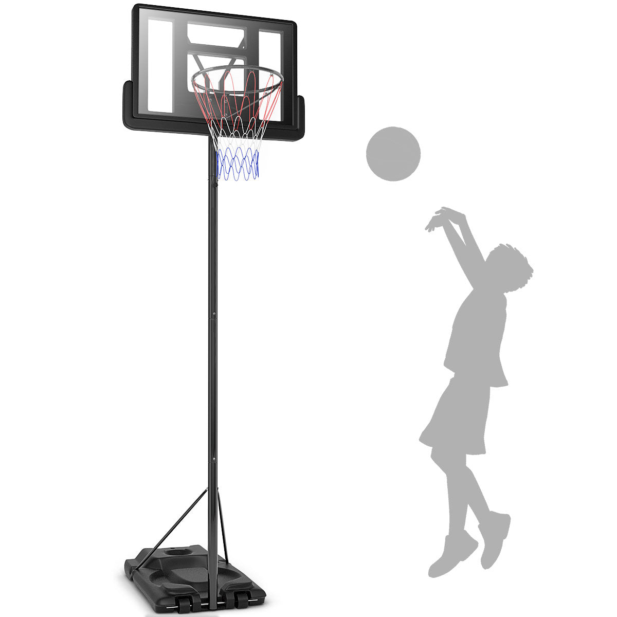Basketstativ – Höjdjusterbar basketbåge med och hjul korgsystem för barn – 180-305 cm 2 – Svart