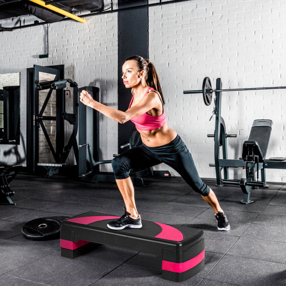 Aerobic – Stepper Höjdjusterbar med nivåer lastkapacitet – 3 250 kg – Röd och svart