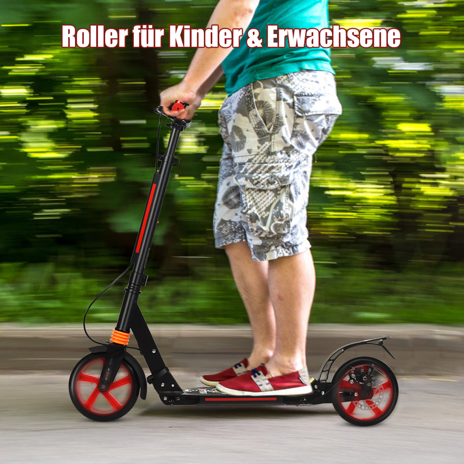 Kickscooter – Cityroller Bärrem Höjdjusterbar – Svart