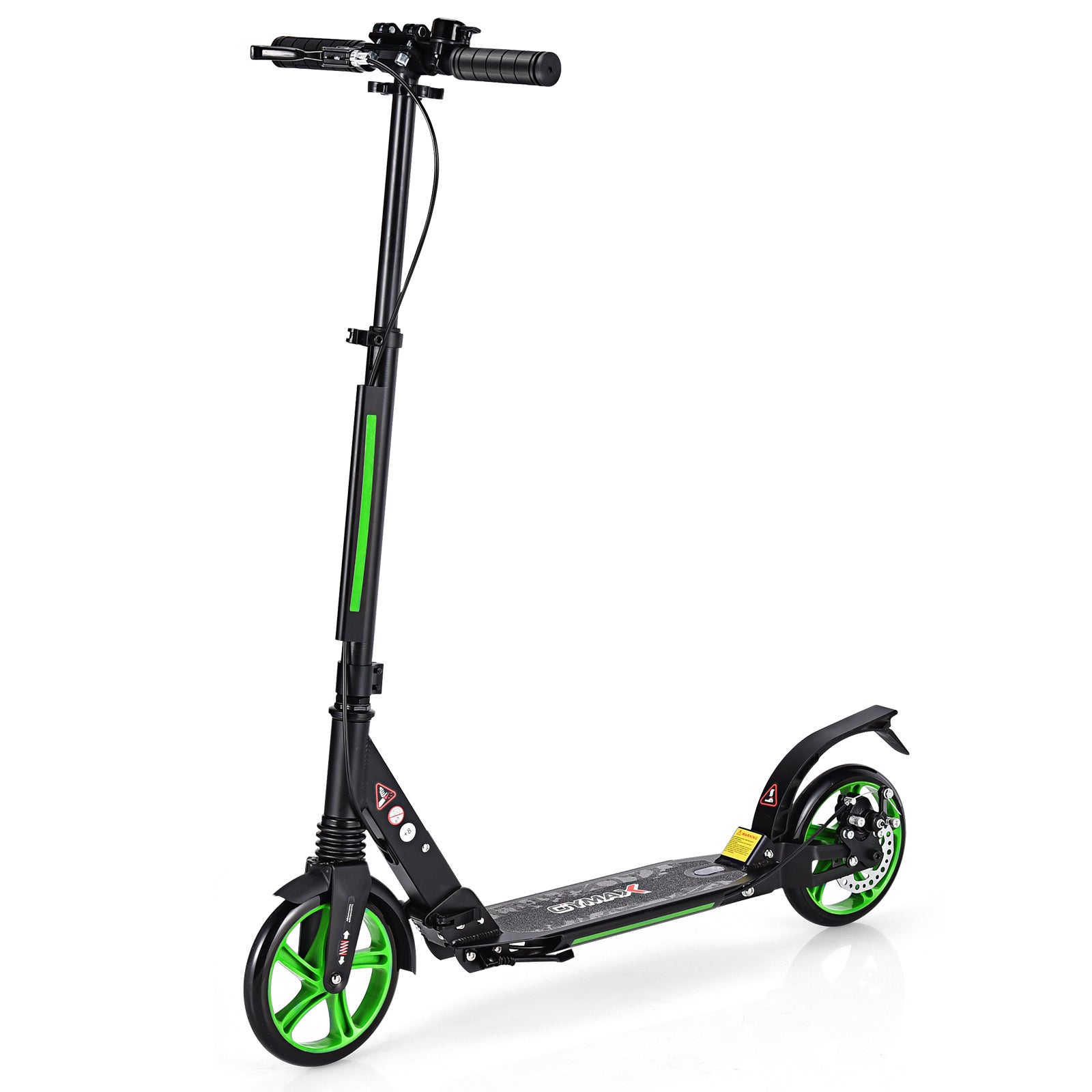 Sportskoter – med aluminium fotbräda Scooter Rull höjdjusterbar Kick hopfällbar Svarta och gröna hjul – Grön
