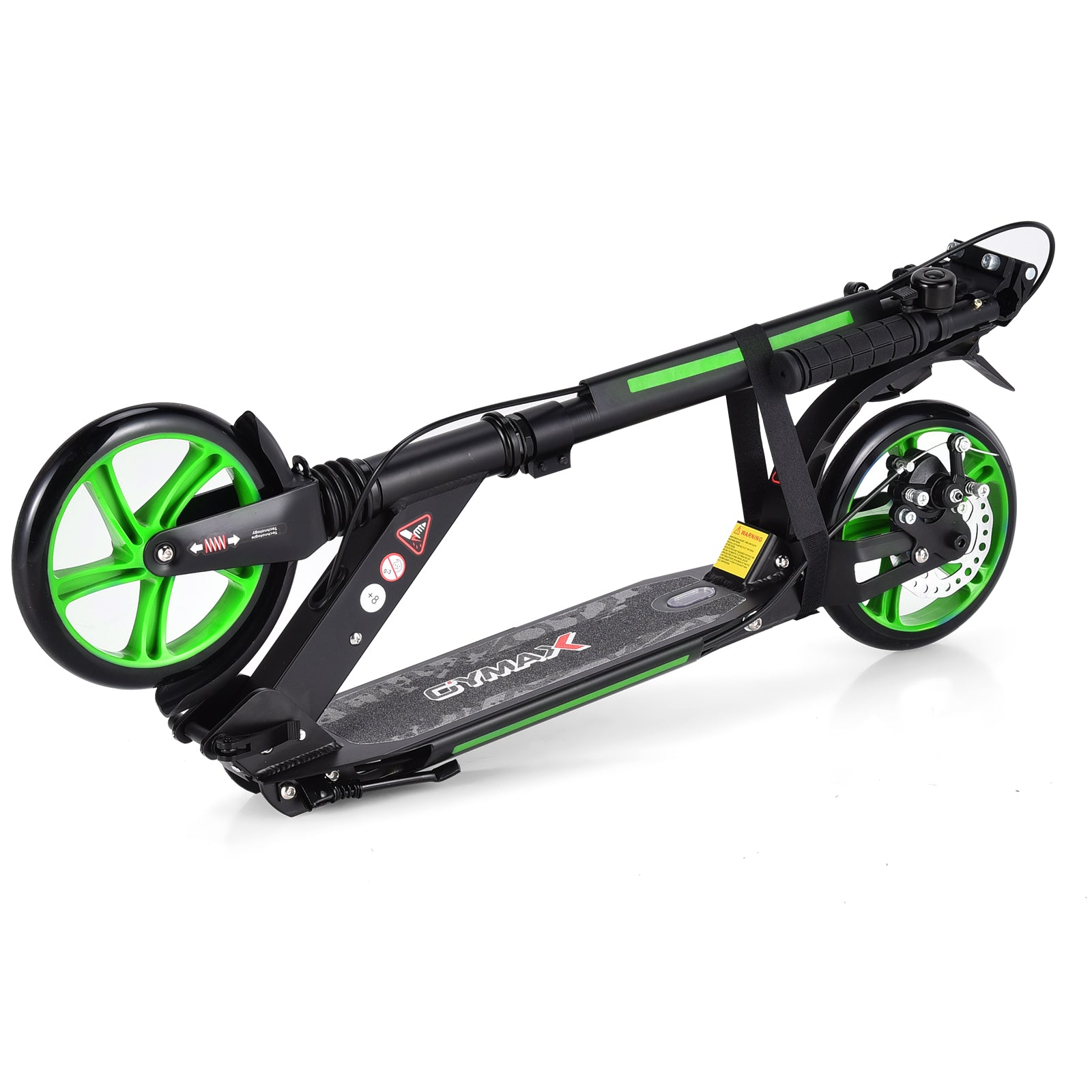Sportskoter – med aluminium fotbräda Scooter Rull höjdjusterbar Kick hopfällbar Svarta och gröna hjul – Grön